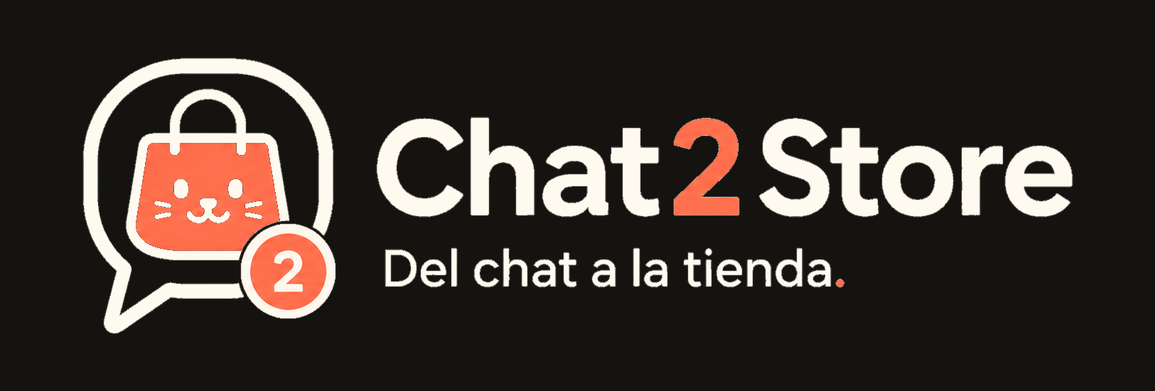 Versión del logo de Chat2Store sobre fondo oscuro.